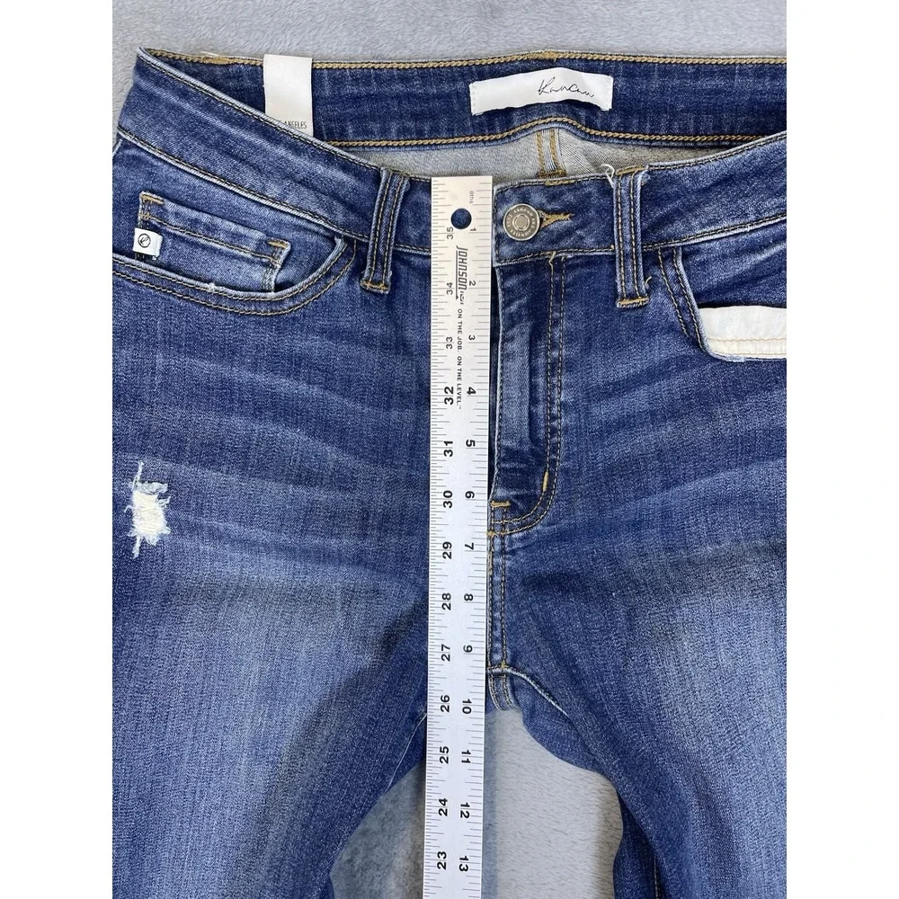 KanCan Jeans Womens‎ 9 Blue Ripped Denim Dark Wash Skinny Mid Rise Stretch